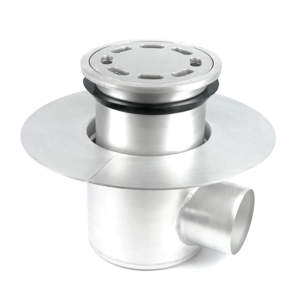 Pyöreä sivusisäänmeno, kaksiosainen, rei'itetyllä kansilevyllä