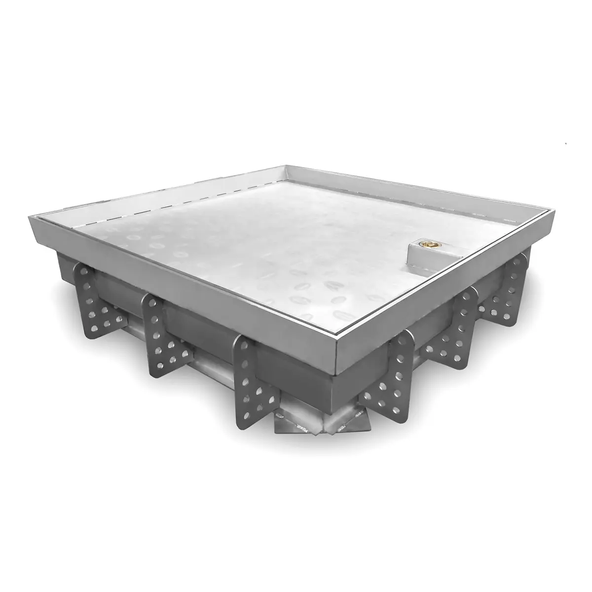 Ammattimainen ruostumattomasta teräksestä valmistettu tarkastusluukku kannella päällystekiville tai betonille