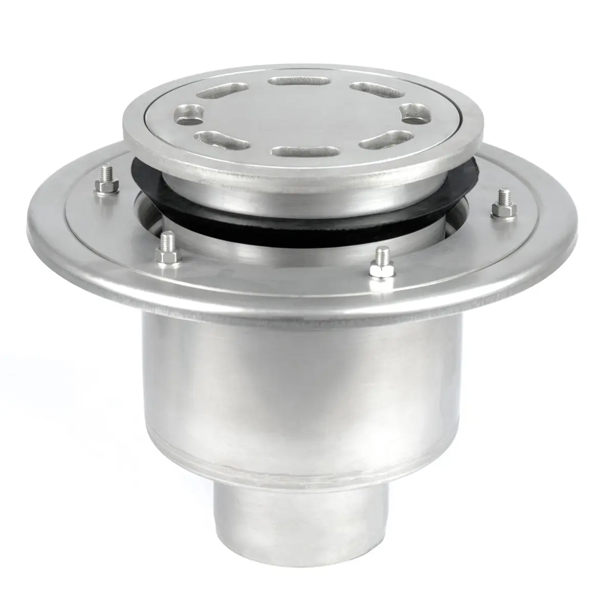 Pystysuora pyöreä viemäri, kaksiosainen, rei’itetyllä kansilevyllä